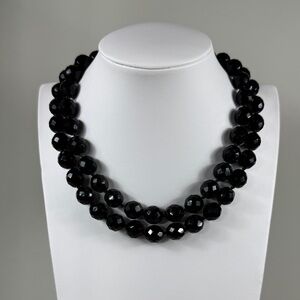Vintage Black Beaded Necklace